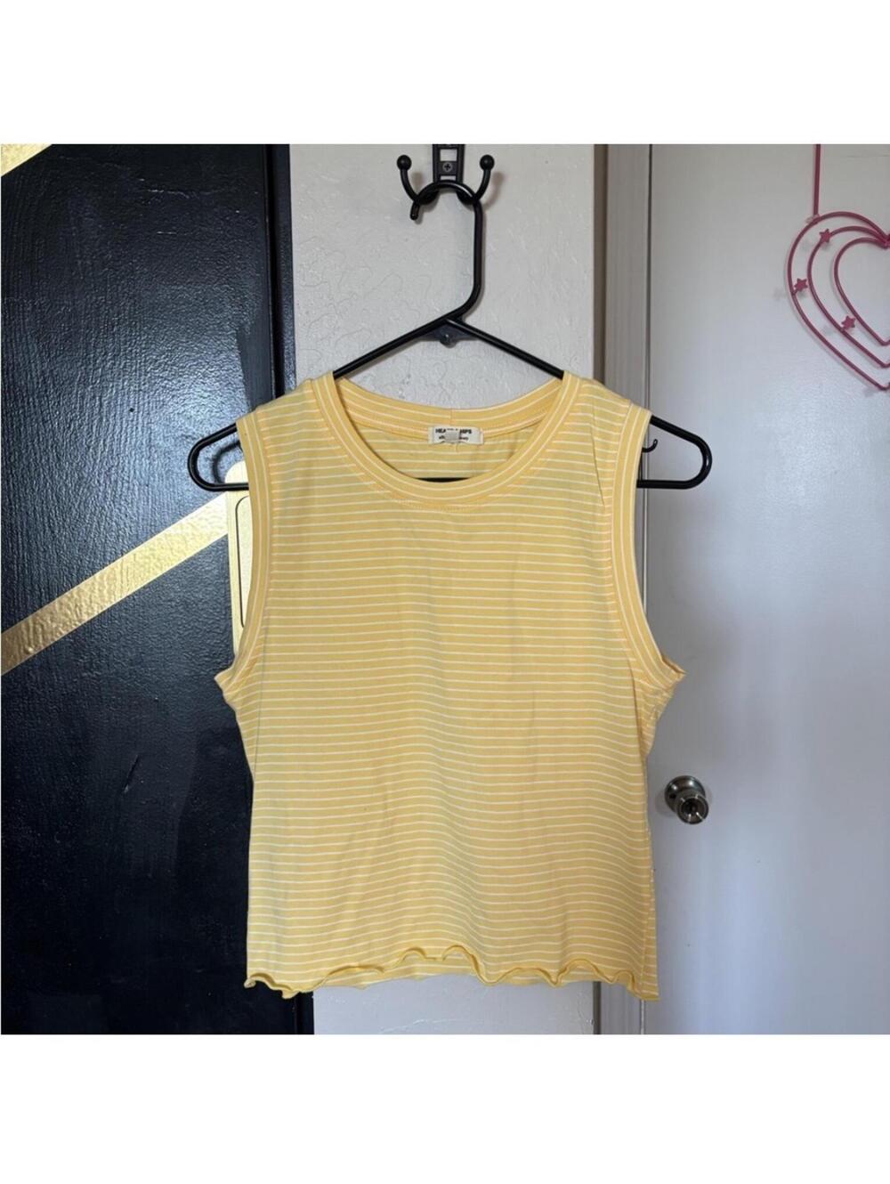 (Heart & Hips) Yellow Striped Sleeveless Top